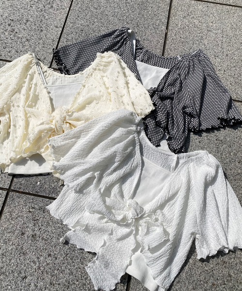 one after another NICE CLAUP（ワンアフターアナザーナイスクラップ）の「マルチway/リボン羽織りトップス（アンサンブル・レディース・ホワイト×ブラック/アイボリー/オフホワイト・FREE）」の9枚目の写真