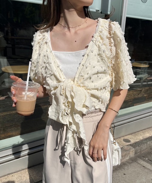 one after another NICE CLAUP（ワンアフターアナザーナイスクラップ）の「マルチway/リボン羽織りトップス（アンサンブル・レディース・ホワイト×ブラック/アイボリー/オフホワイト・FREE）」の11枚目の写真