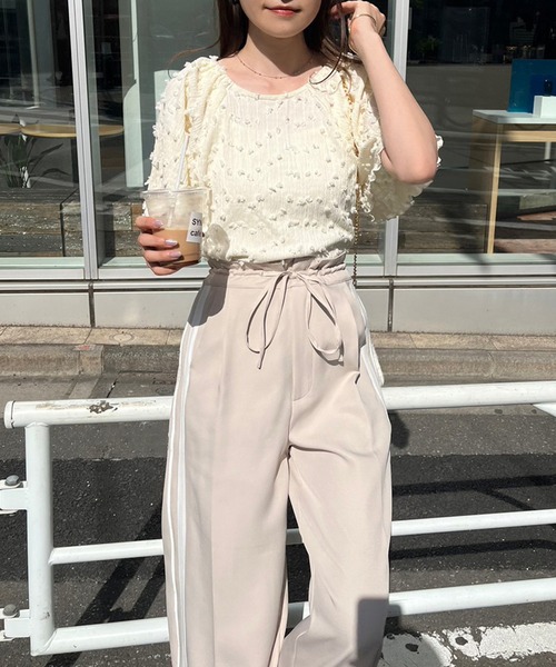 one after another NICE CLAUP（ワンアフターアナザーナイスクラップ）の「マルチway/リボン羽織りトップス（アンサンブル・レディース・ホワイト×ブラック/アイボリー/オフホワイト・FREE）」の5枚目の写真