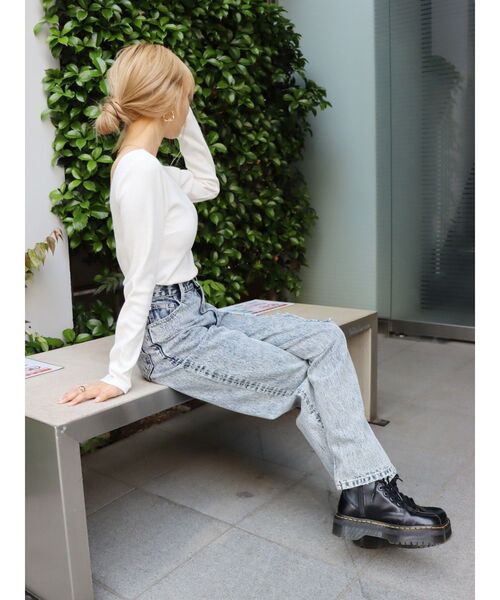 EVRIS（エヴリス）の「バックオープンリブトップス（Tシャツ/カットソー・レディース・ホワイト/グレー/ブラック/レッド・FREE）」の8枚目の写真