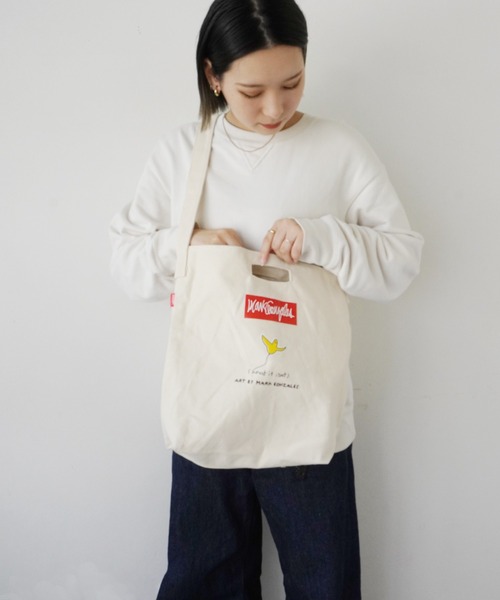 （What it isNt）ART BY MARKGONZALES（ワットイットイズント）の「【 （What it isNt）ART BY MARKGONZALES / (ワットイットイズント) アートバイ マークゴンザレス 】 ヘビーキャンバス ショルダーバッグ（ショルダーバッグ・メンズ・ホワイト系その他3/ホワイト系その他2/ホワイト系その他4/ホワイト系その他/ホワイト/ブラック・FREE）」の11枚目の写真