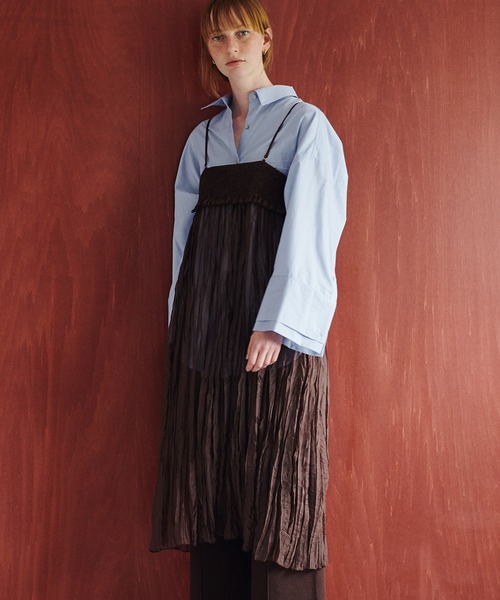 LARUTA(ラルータ)の「【LARUTA】ワッシャーシアーキャミワンピース(ワンピース・レディース・イエロー系その他/ピンクベージュ/ダークブラウン・FREE)」の6枚目の写真
