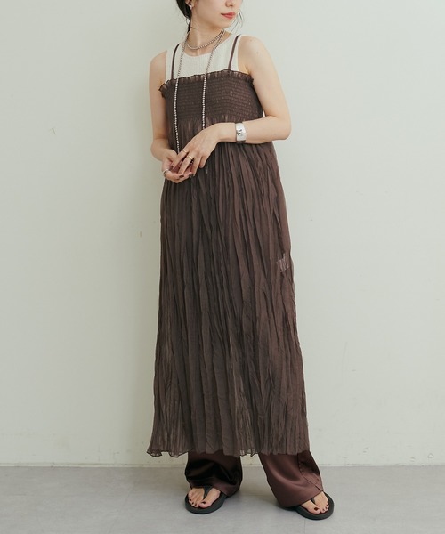 LARUTA(ラルータ)の「【LARUTA】ワッシャーシアーキャミワンピース(ワンピース・レディース・イエロー系その他/ピンクベージュ/ダークブラウン・FREE)」の9枚目の写真