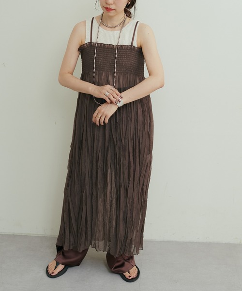 LARUTA(ラルータ)の「【LARUTA】ワッシャーシアーキャミワンピース(ワンピース・レディース・イエロー系その他/ピンクベージュ/ダークブラウン・FREE)」の12枚目の写真