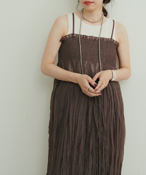LARUTA(ラルータ)の「【LARUTA】ワッシャーシアーキャミワンピース(ワンピース・レディース・イエロー系その他/ピンクベージュ/ダークブラウン・FREE)」の13枚目の写真