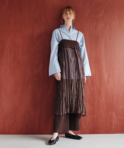 LARUTA(ラルータ)の「【LARUTA】ワッシャーシアーキャミワンピース(ワンピース・レディース・イエロー系その他/ピンクベージュ/ダークブラウン・FREE)」の5枚目の写真