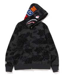 LAYERED LINE CAMO SHARK FULL ZIP HOODIE M