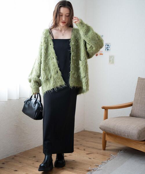 WEGO(ウィゴー)の「WEGO/ブラッシュニットビッグカーディガン(カーディガン/ボレロ・レディース・ホワイト/ネイビー/サックスブルー/グリーン/ダークグレー/ベージュ/レッド/ライトグレー/ブルー/ブラック/ピンク/オレンジ・FREE)」の16枚目の写真