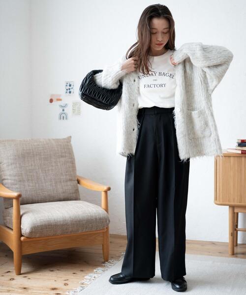 WEGO(ウィゴー)の「WEGO/ブラッシュニットビッグカーディガン(カーディガン/ボレロ・レディース・ホワイト/ネイビー/サックスブルー/グリーン/ダークグレー/ベージュ/レッド/ライトグレー/ブルー/ブラック/ピンク/オレンジ・FREE)」の20枚目の写真