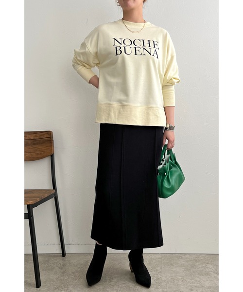 palm RICHE(ポームリシュ)の「前後2WAY フロッキーロゴプリント裏毛トップス(スウェット・レディース・ネイビー/チャコールグレー/アイボリー・M)」の9枚目の写真