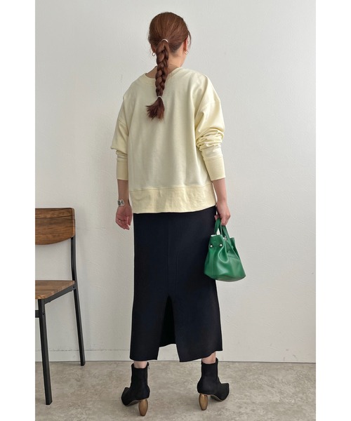 palm RICHE(ポームリシュ)の「前後2WAY フロッキーロゴプリント裏毛トップス(スウェット・レディース・ネイビー/チャコールグレー/アイボリー・M)」の13枚目の写真