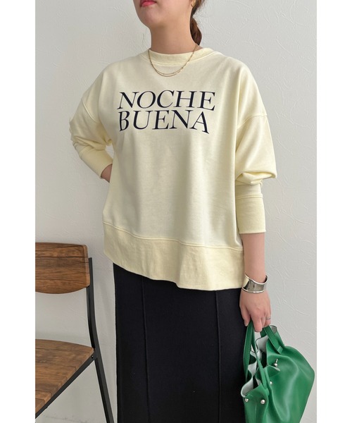 palm RICHE(ポームリシュ)の「前後2WAY フロッキーロゴプリント裏毛トップス(スウェット・レディース・ネイビー/チャコールグレー/アイボリー・M)」の4枚目の写真