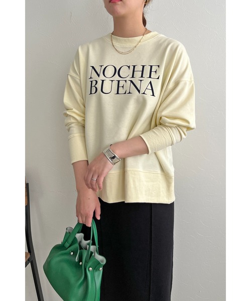 palm RICHE(ポームリシュ)の「前後2WAY フロッキーロゴプリント裏毛トップス(スウェット・レディース・ネイビー/チャコールグレー/アイボリー・M)」の6枚目の写真