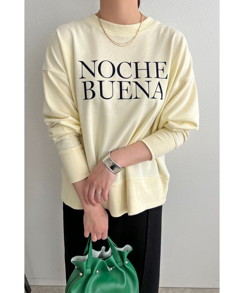 palm RICHE(ポームリシュ)の「前後2WAY フロッキーロゴプリント裏毛トップス(スウェット・レディース・ネイビー/チャコールグレー/アイボリー・M)」の5枚目の写真