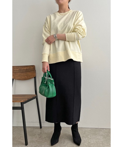 palm RICHE(ポームリシュ)の「前後2WAY フロッキーロゴプリント裏毛トップス(スウェット・レディース・ネイビー/チャコールグレー/アイボリー・M)」の12枚目の写真