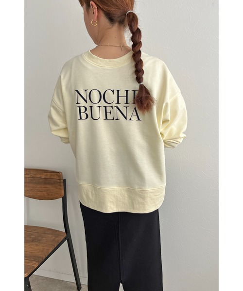 palm RICHE(ポームリシュ)の「前後2WAY フロッキーロゴプリント裏毛トップス(スウェット・レディース・ネイビー/チャコールグレー/アイボリー・M)」の8枚目の写真