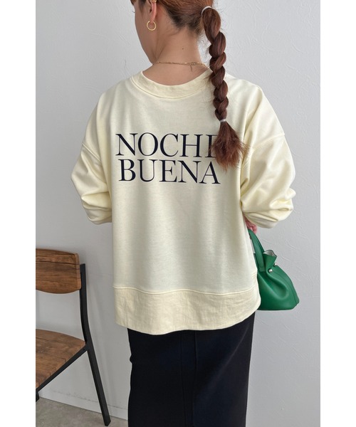 palm RICHE(ポームリシュ)の「前後2WAY フロッキーロゴプリント裏毛トップス(スウェット・レディース・ネイビー/チャコールグレー/アイボリー・M)」の7枚目の写真