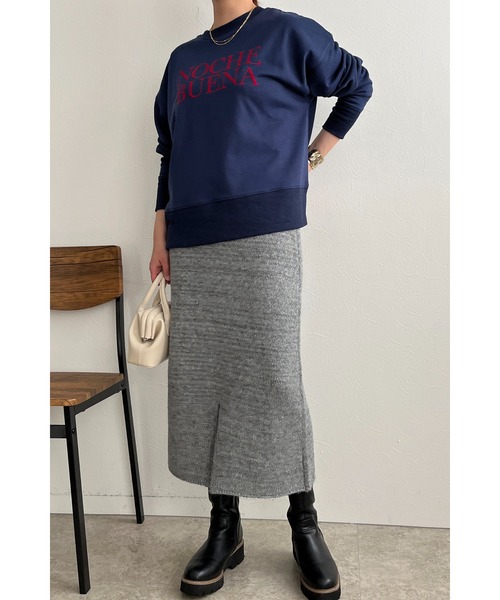 palm RICHE(ポームリシュ)の「前後2WAY フロッキーロゴプリント裏毛トップス(スウェット・レディース・ネイビー/チャコールグレー/アイボリー・M)」の19枚目の写真