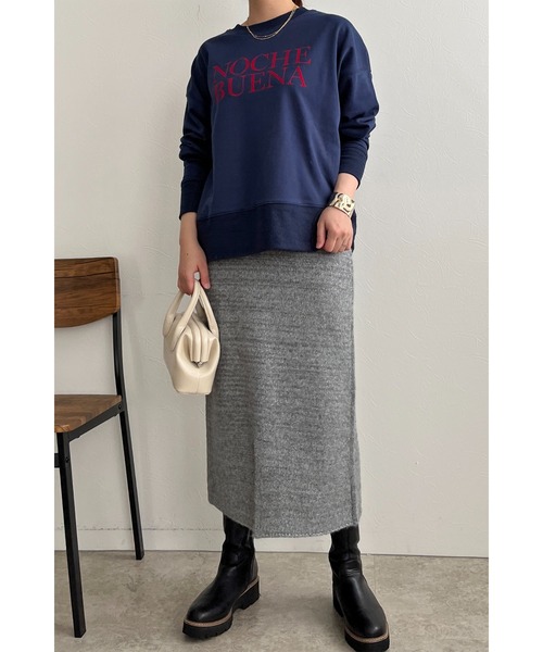 palm RICHE(ポームリシュ)の「前後2WAY フロッキーロゴプリント裏毛トップス(スウェット・レディース・ネイビー/チャコールグレー/アイボリー・M)」の22枚目の写真