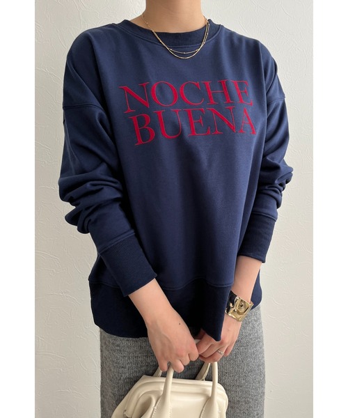 palm RICHE(ポームリシュ)の「前後2WAY フロッキーロゴプリント裏毛トップス(スウェット・レディース・ネイビー/チャコールグレー/アイボリー・M)」の15枚目の写真