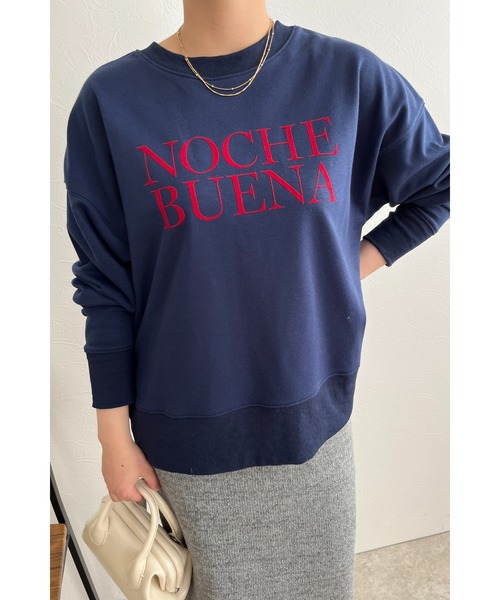 palm RICHE(ポームリシュ)の「前後2WAY フロッキーロゴプリント裏毛トップス(スウェット・レディース・ネイビー/チャコールグレー/アイボリー・M)」の18枚目の写真