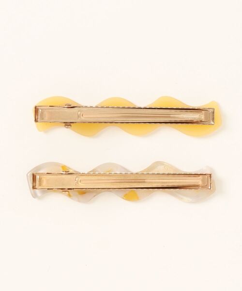 セール】うねうね マーブル アクリル ヘアクリップ 【 2個セット