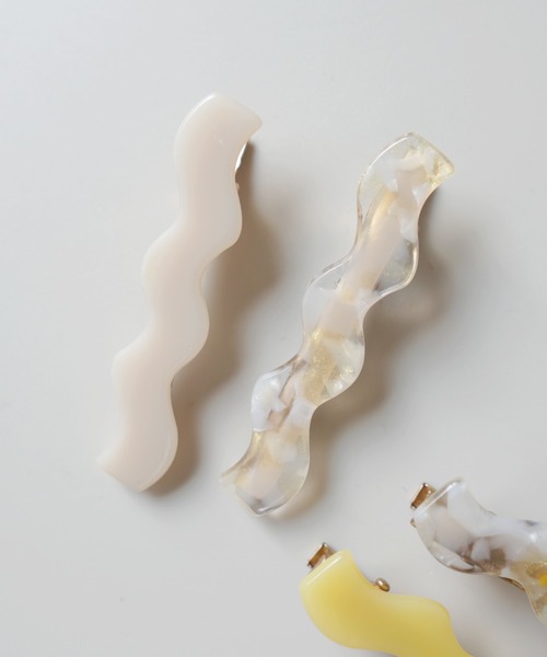 セール】うねうね マーブル アクリル ヘアクリップ 【 2個セット