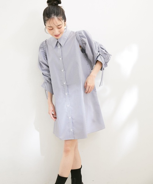 VIS（ビス）の「【洗える】【マルチWAY】ボレロ付きミニシャツワンピース（シャツワンピース・レディース・ネイビー/ブラウン/ブルー系その他3・FREE）」の21枚目の写真