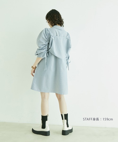 VIS（ビス）の「【洗える】【マルチWAY】ボレロ付きミニシャツワンピース（シャツワンピース・レディース・ネイビー/ブラウン/ブルー系その他3・FREE）」の19枚目の写真