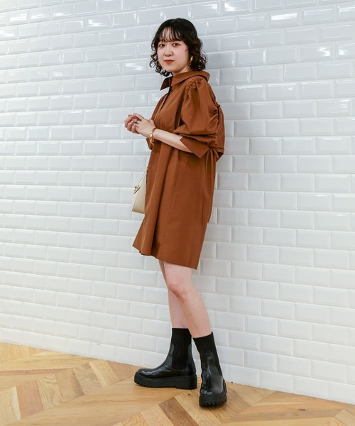 VIS（ビス）の「【洗える】【マルチWAY】ボレロ付きミニシャツワンピース（シャツワンピース・レディース・ネイビー/ブラウン/ブルー系その他3・FREE）」の11枚目の写真