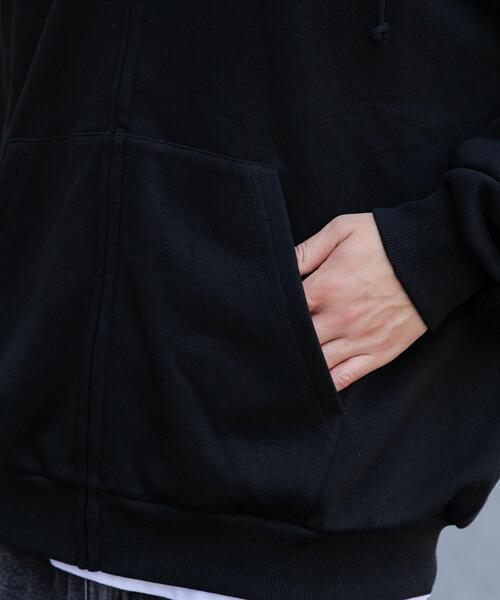 WEGO（ウィゴー）の「WEGO/ヘビーウエイトワンポイントジップパーカー（パーカー・メンズ・杢グレー/ブラック・LARGE/MEDIUM）」の22枚目の写真