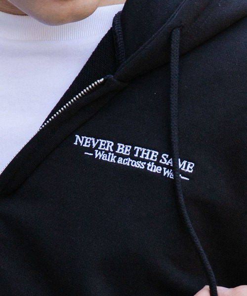 WEGO（ウィゴー）の「WEGO/ヘビーウエイトワンポイントジップパーカー（パーカー・メンズ・杢グレー/ブラック・LARGE/MEDIUM）」の7枚目の写真