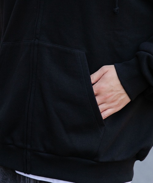 WEGO（ウィゴー）の「WEGO/ヘビーウエイトワンポイントジップパーカー（パーカー・メンズ・杢グレー/ブラック・LARGE/MEDIUM）」の8枚目の写真