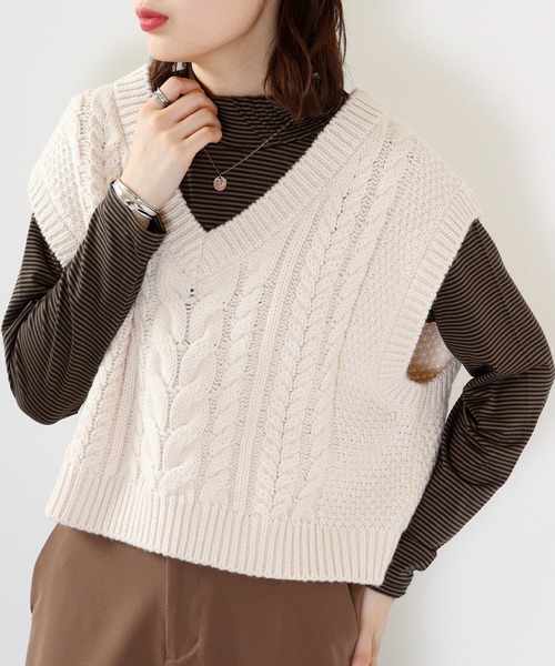 BRODIAEA(ブローディア)の「BRODIAEA テンセルボーダータックネック(Tシャツ/カットソー・レディース・ブラウン/ネイビー/ワインレッド/ベージュ/ブラック・40)」の2枚目の写真