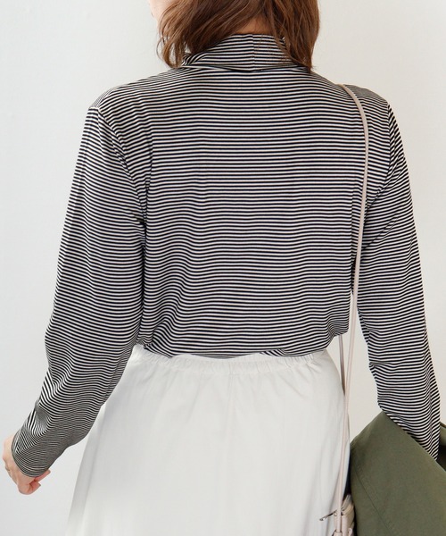 BRODIAEA(ブローディア)の「BRODIAEA テンセルボーダータックネック(Tシャツ/カットソー・レディース・ブラウン/ネイビー/ワインレッド/ベージュ/ブラック・40)」の21枚目の写真