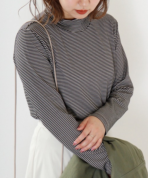 BRODIAEA(ブローディア)の「BRODIAEA テンセルボーダータックネック(Tシャツ/カットソー・レディース・ブラウン/ネイビー/ワインレッド/ベージュ/ブラック・40)」の20枚目の写真