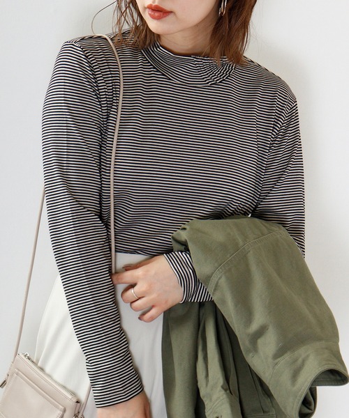 BRODIAEA(ブローディア)の「BRODIAEA テンセルボーダータックネック(Tシャツ/カットソー・レディース・ブラウン/ネイビー/ワインレッド/ベージュ/ブラック・40)」の18枚目の写真