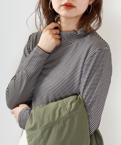 BRODIAEA(ブローディア)の「BRODIAEA テンセルボーダータックネック(Tシャツ/カットソー・レディース・ブラウン/ネイビー/ワインレッド/ベージュ/ブラック・40)」の19枚目の写真