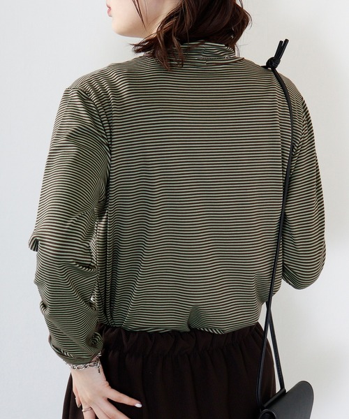 BRODIAEA(ブローディア)の「BRODIAEA テンセルボーダータックネック(Tシャツ/カットソー・レディース・ブラウン/ネイビー/ワインレッド/ベージュ/ブラック・40)」の15枚目の写真