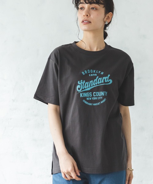 pairmanon(ペアマノン)の「【プレミアムコットン100】【かぞくおそろい】【大人ユニセックス】プリント半袖Tシャツ(Tシャツ/カットソー・レディース・イエロー系その他/ベージュ系その他4/ブラック系その他4/ベージュ系その他5/モカ/ブラウン系その他4/グリーン系その他4/ブラック系その他/グリーン系その他3/ブラック系その他3/ブラック系その他5/パープル系その他2/ブラック系その他6/ホワイト系その他/ベージュ系その他6・S/M/L)」の7枚目の写真