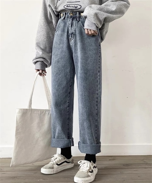 FREE STYLISTS(フリー スタイリスト)の「ウエストボタンワイドデニムパンツ(デニムパンツ・レディース・ブラック/ブルー・XL/L/S/M/XXL)」の19枚目の写真