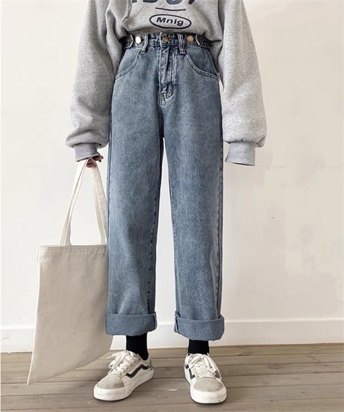 FREE STYLISTS(フリー スタイリスト)の「ウエストボタンワイドデニムパンツ(デニムパンツ・レディース・ブラック/ブルー・XL/L/S/M/XXL)」の16枚目の写真