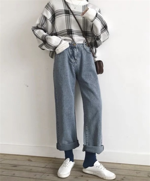 FREE STYLISTS(フリー スタイリスト)の「ウエストボタンワイドデニムパンツ(デニムパンツ・レディース・ブラック/ブルー・XL/L/S/M/XXL)」の14枚目の写真