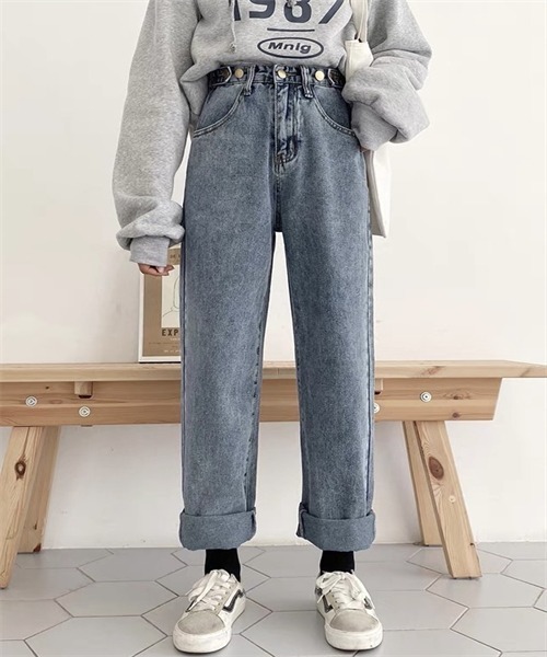 FREE STYLISTS(フリー スタイリスト)の「ウエストボタンワイドデニムパンツ(デニムパンツ・レディース・ブラック/ブルー・XL/L/S/M/XXL)」の15枚目の写真
