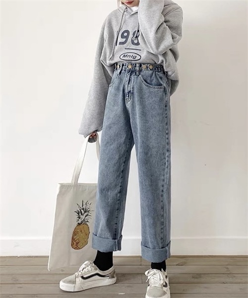 FREE STYLISTS(フリー スタイリスト)の「ウエストボタンワイドデニムパンツ(デニムパンツ・レディース・ブラック/ブルー・XL/L/S/M/XXL)」の18枚目の写真