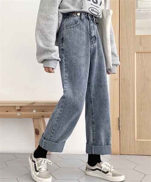 FREE STYLISTS(フリー スタイリスト)の「ウエストボタンワイドデニムパンツ(デニムパンツ・レディース・ブラック/ブルー・XL/L/S/M/XXL)」の21枚目の写真