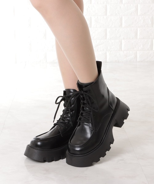 Lace Ladies（レースレディース）の「厚底レースアップドレッシーショートブーツ（ブーツ・レディース・ブラック・24.5/23.5/22.5/23/ 25/24）」の19枚目の写真