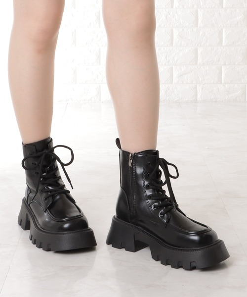 Lace Ladies（レースレディース）の「厚底レースアップドレッシーショートブーツ（ブーツ・レディース・ブラック・24.5/23.5/22.5/23/ 25/24）」の12枚目の写真