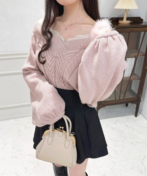 apres jour(アプレジュール)の「フェイクファーつきケーブルニット【ZOZOTOWN限定アイテム】(ニット/セーター・レディース・レッド/ブラック/ライトピンク/オフホワイト・X-LARGE/フリー)」の21枚目の写真