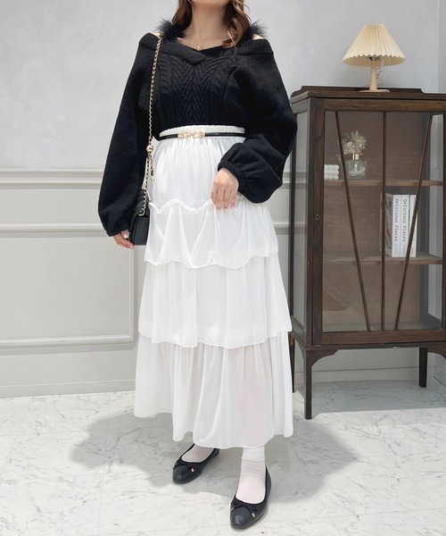 apres jour(アプレジュール)の「フェイクファーつきケーブルニット【ZOZOTOWN限定アイテム】(ニット/セーター・レディース・レッド/ブラック/ライトピンク/オフホワイト・X-LARGE/フリー)」の18枚目の写真